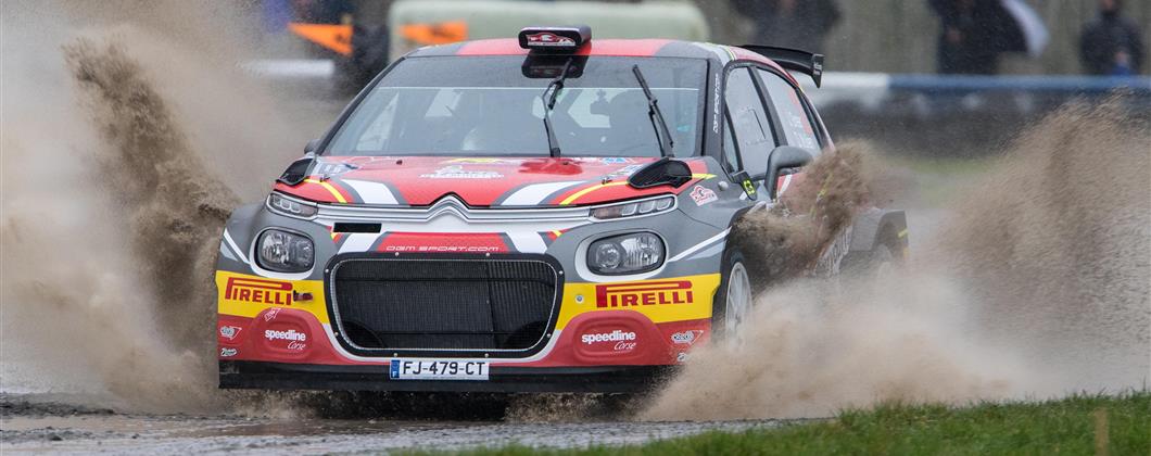 Rally car driving at the Kirkistown Rally